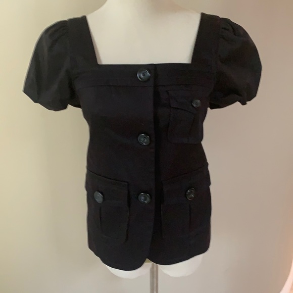 MarcJacobs Black Polished Cotton Jacket 2. NWOT - Picture 1 of 6